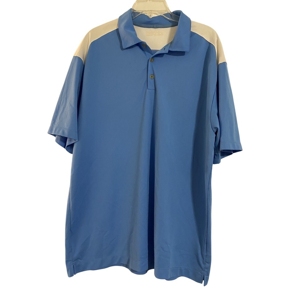 Nike Golf Mens Fit Dry Polo Shirt XL Blue White Colorblock Short Sleeve RN56323